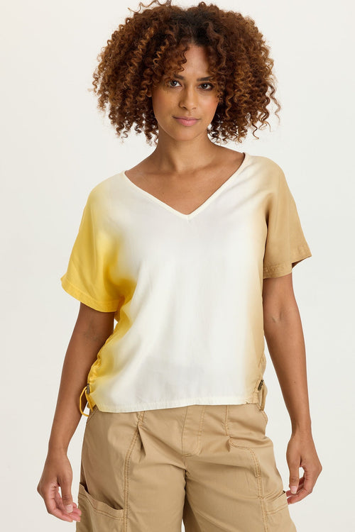 Dashell Twill Corded V-Neck Top