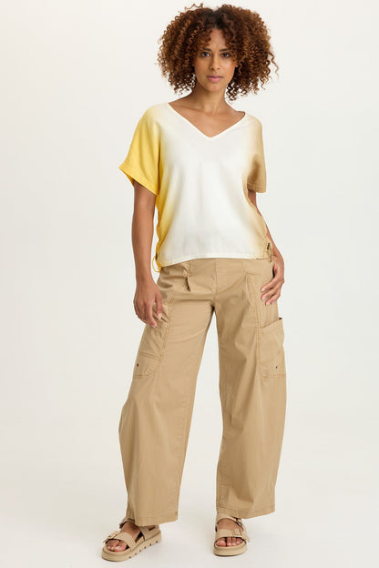 Dashell Twill Corded V-Neck Top
