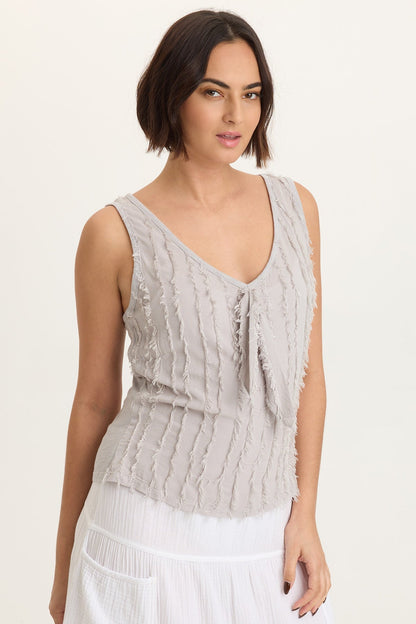 Brisa Stripe Voile Tie V-Neck Tank