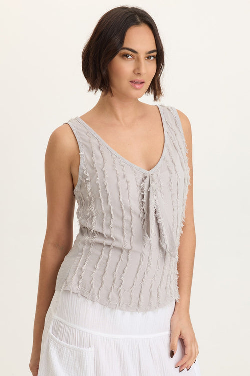Brisa Stripe Voile Tie V-Neck Tank