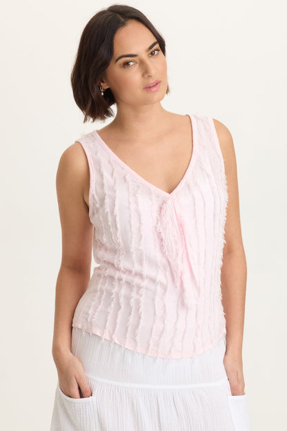 Brisa Stripe Voile Tie V-Neck Tank