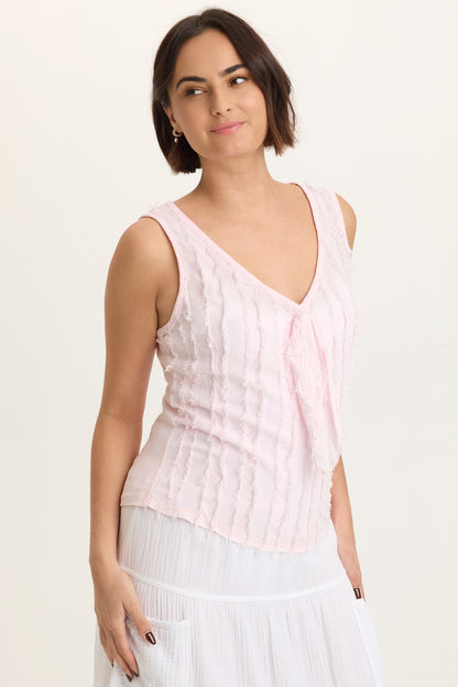 Brisa Stripe Voile Tie V-Neck Tank