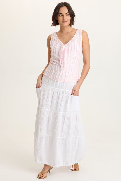 Brisa Stripe Voile Tie V-Neck Tank