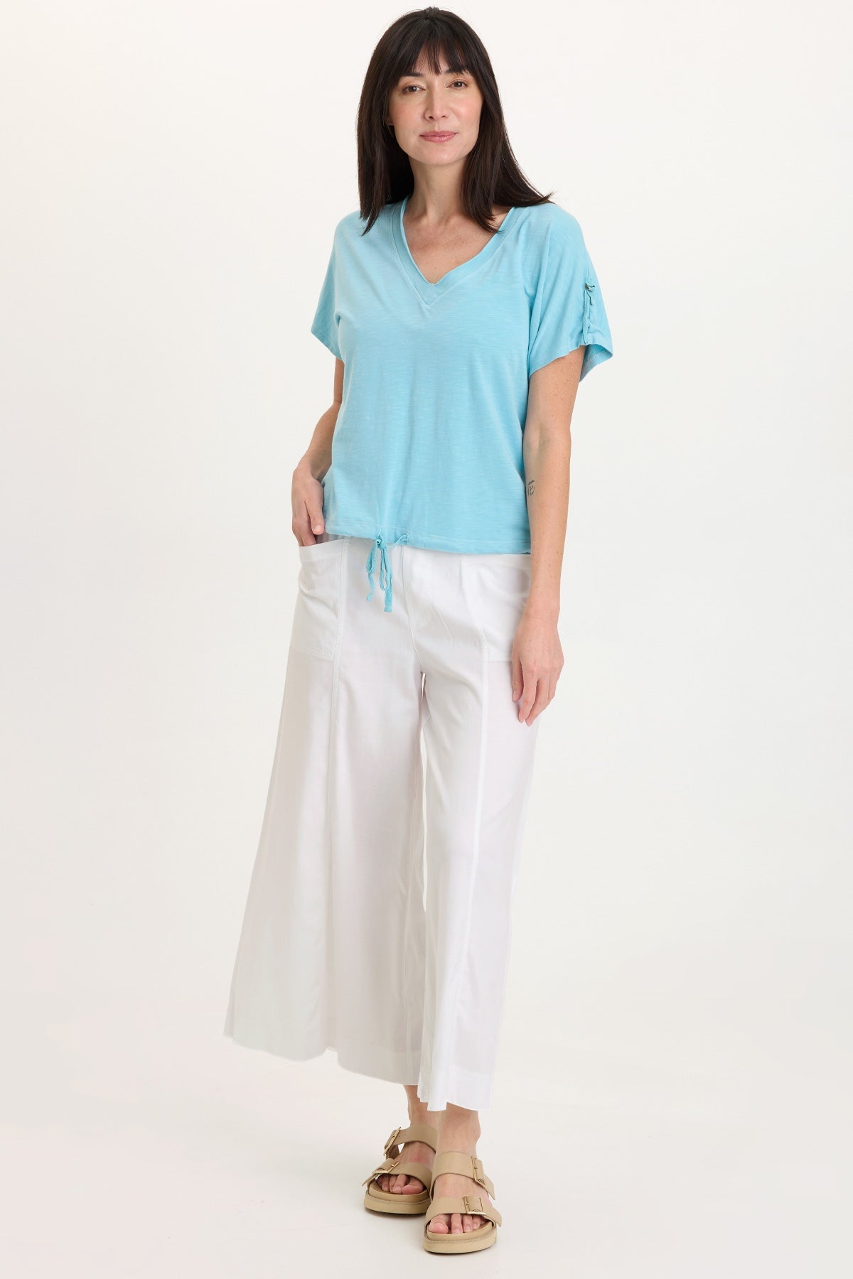 Shaun Twill Wide-Leg Crop