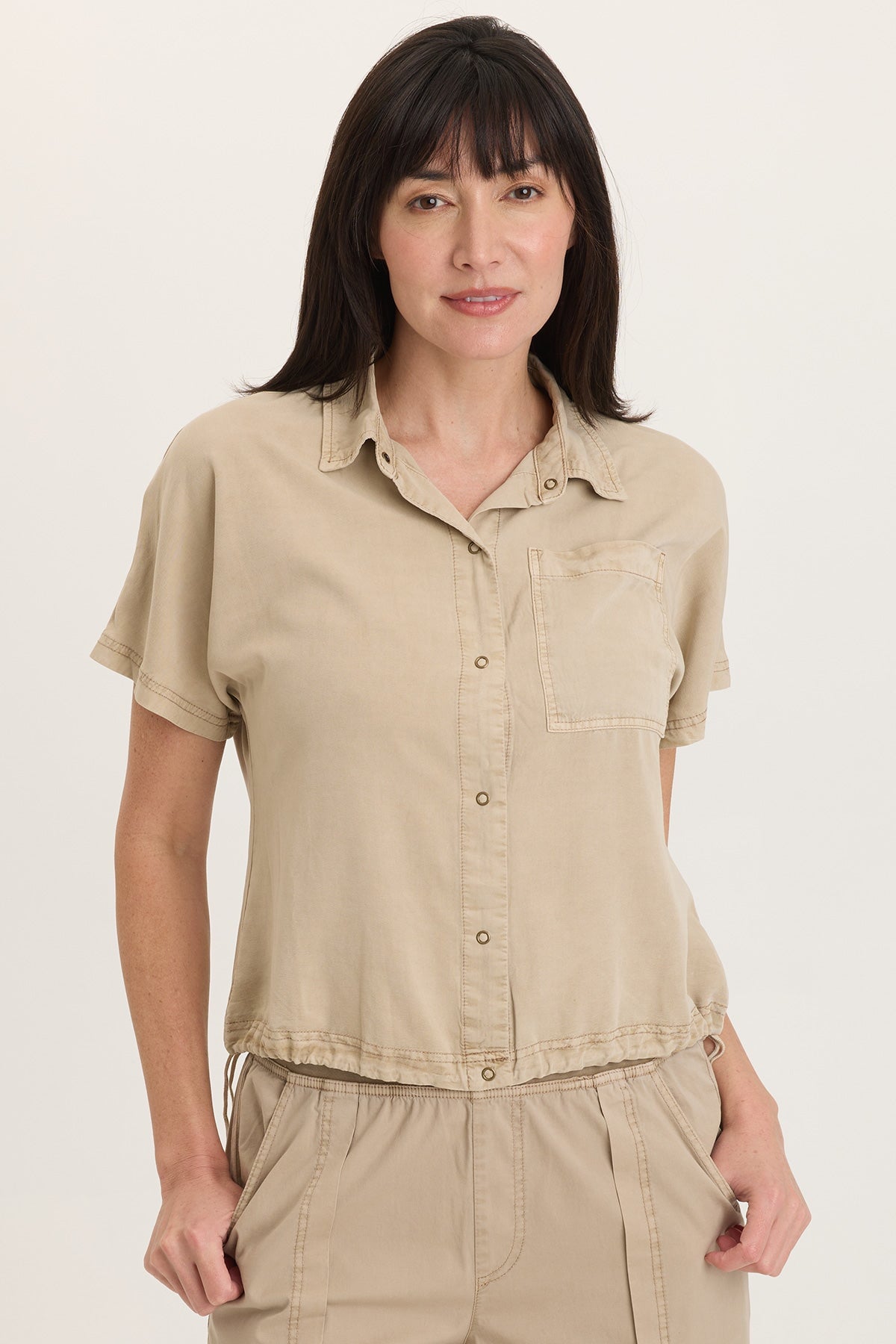 Zane Twill Snap-Up Top