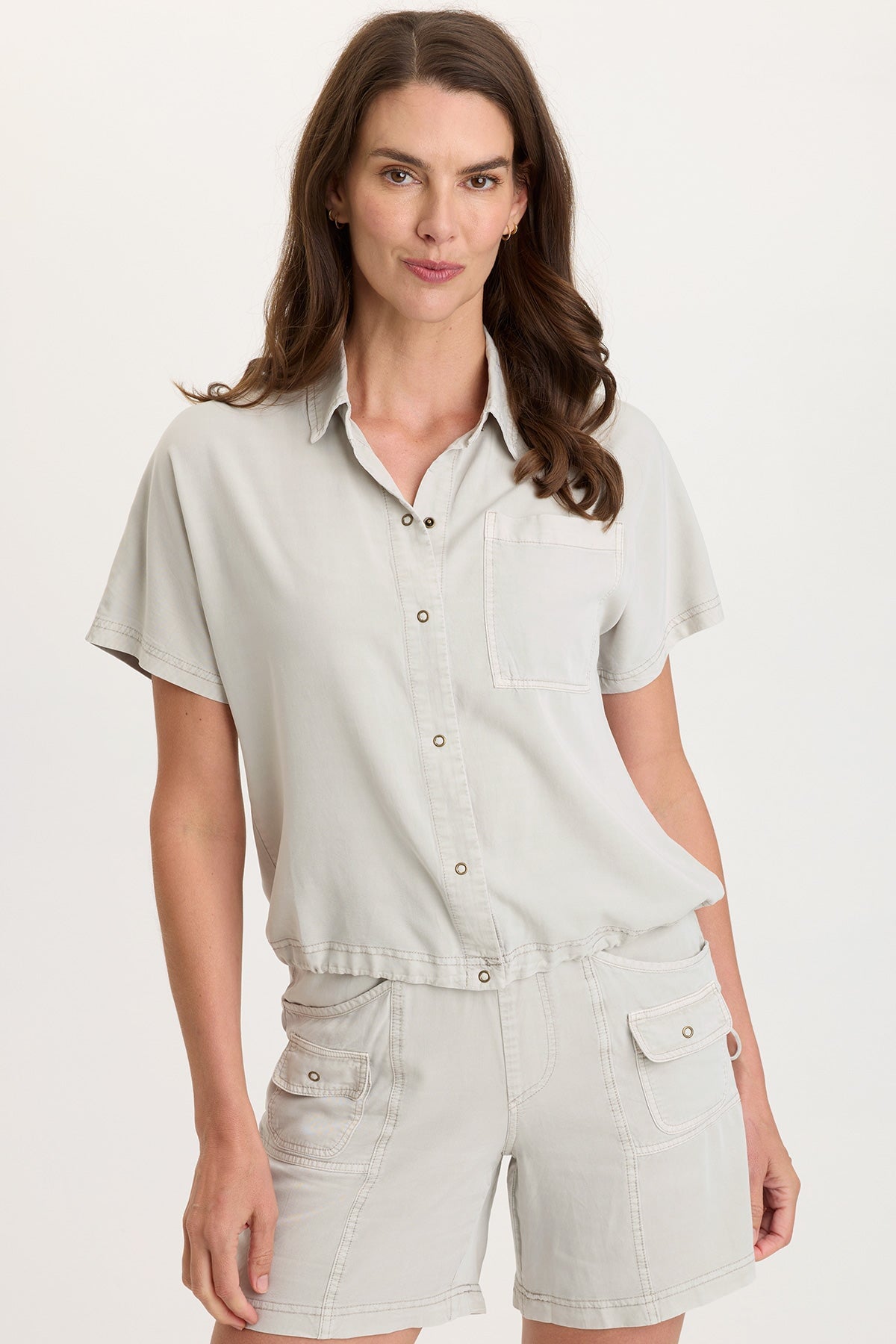 Zane Twill Snap-Up Top
