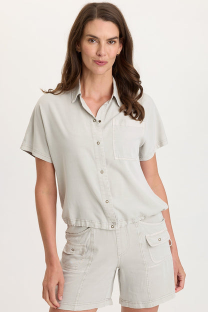 Zane Twill Snap-Up Top
