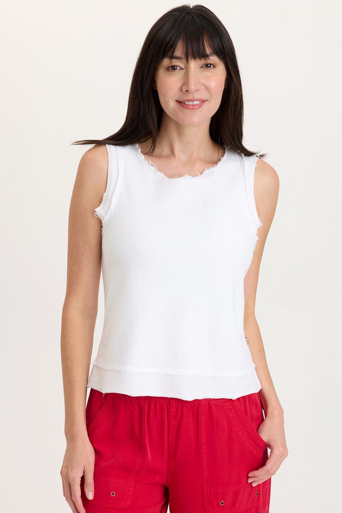 Ila Crepe Knit Raw Edge Tank