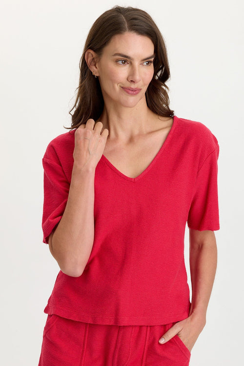 Lorn Crepe Knit V-Neck Tee