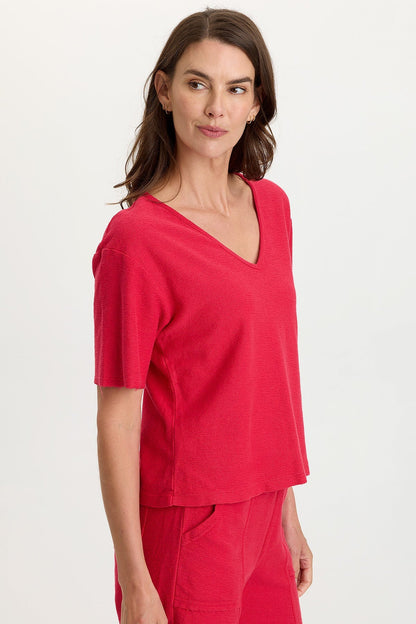 Lorn Crepe Knit V-Neck Tee