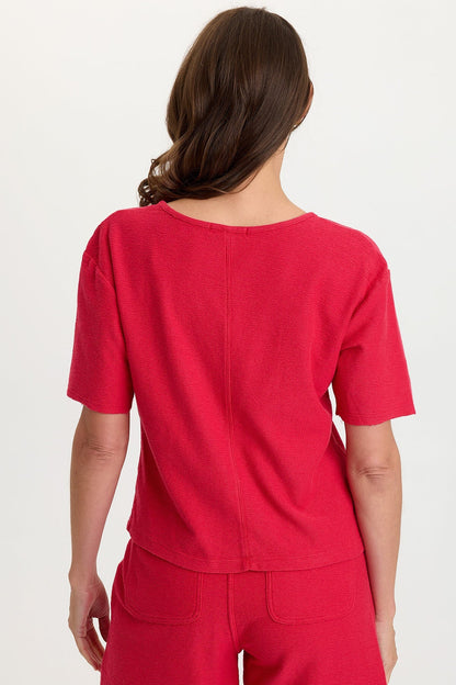 Lorn Crepe Knit V-Neck Tee