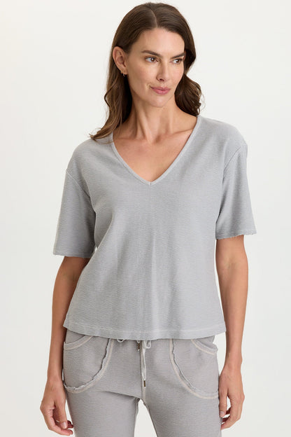 Lorn Crepe Knit V-Neck Tee