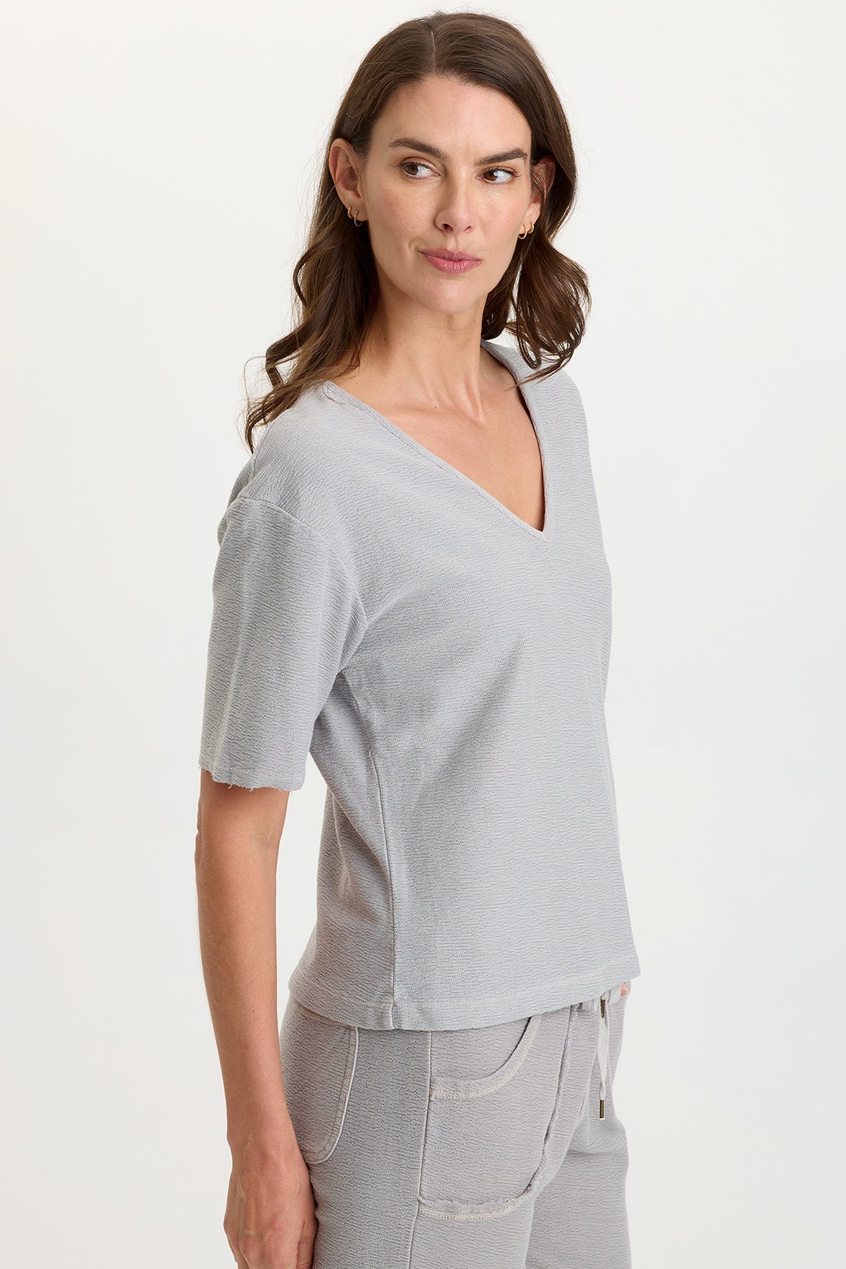 Lorn Crepe Knit V-Neck Tee