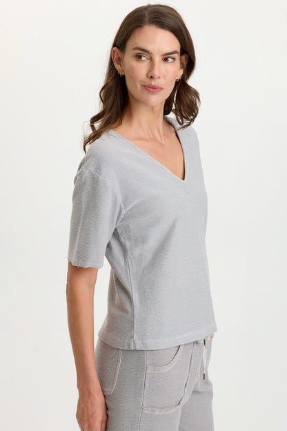 Lorn Crepe Knit V-Neck Tee