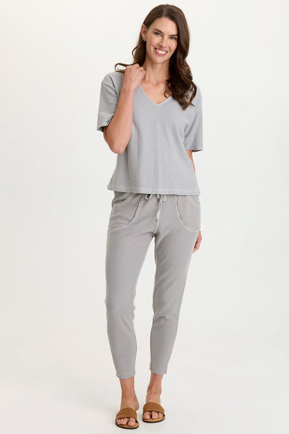 Lorn Crepe Knit V-Neck Tee