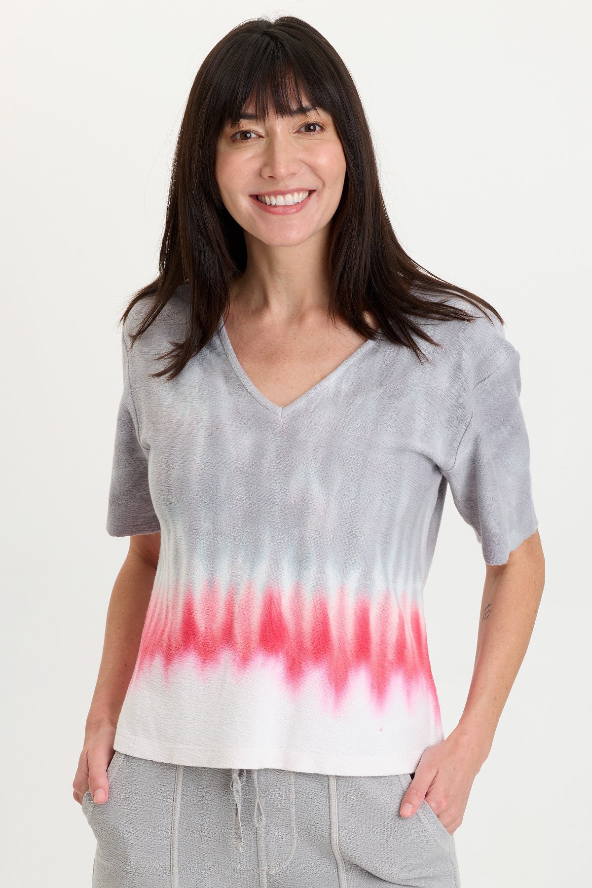 Lorn Crepe Knit V-Neck Tee