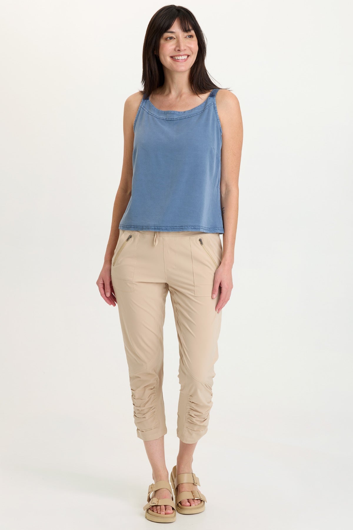 Aksana Whisper Stretch Ruched Active Slim Pant