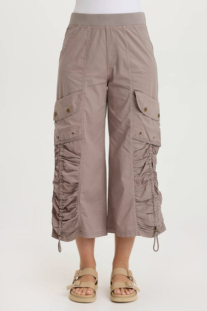 Muldoon Poplin Ruched Wide-Leg Crop Pant