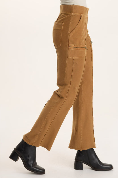 Ninian Twill Knit Zipper Pocket Flared Pant
