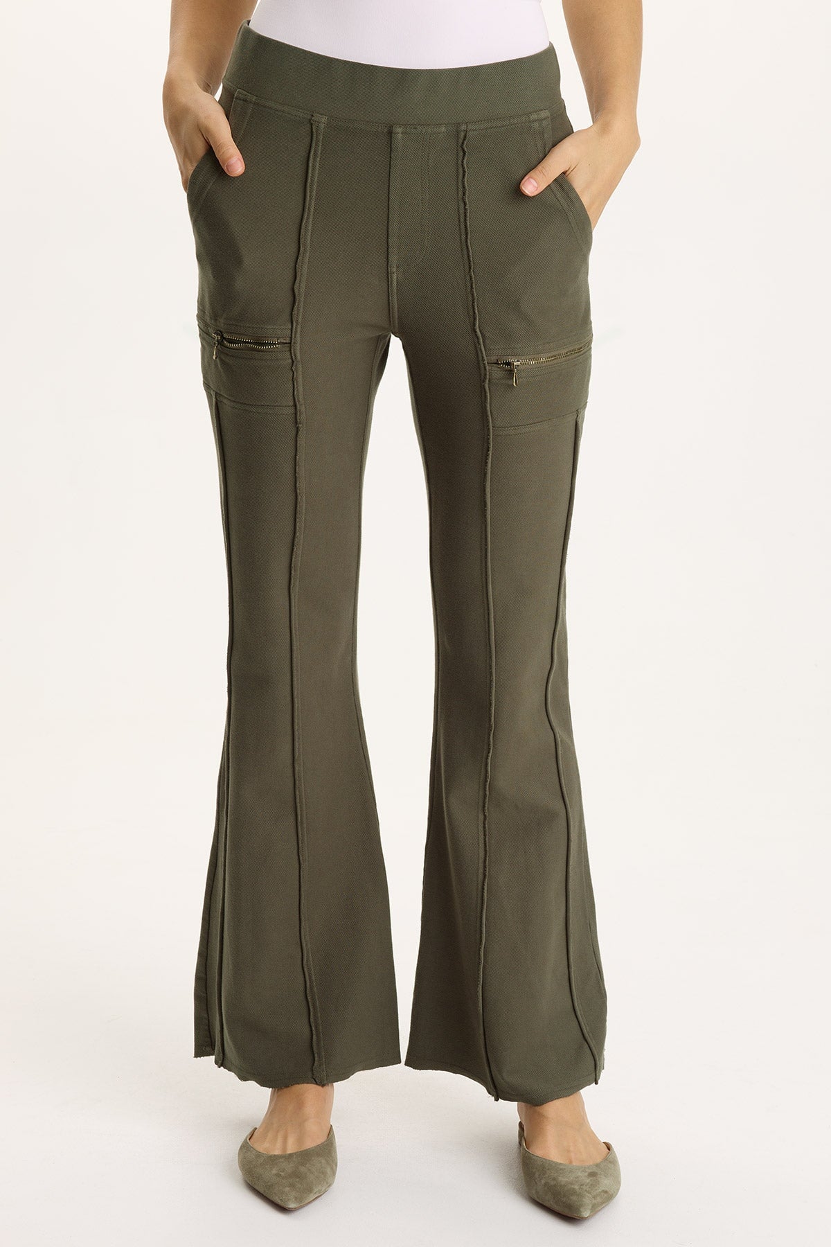 Ninian Twill Knit Zipper Pocket Flared Pant