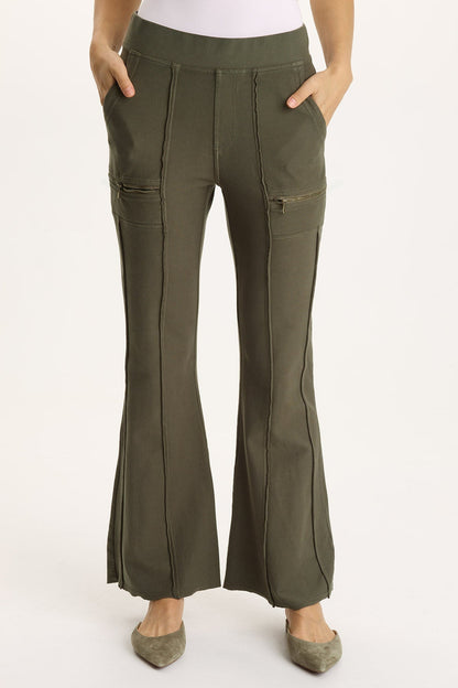 Ninian Twill Knit Zipper Pocket Flared Pant
