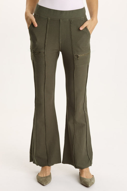 Ninian Twill Knit Zipper Pocket Flared Pant