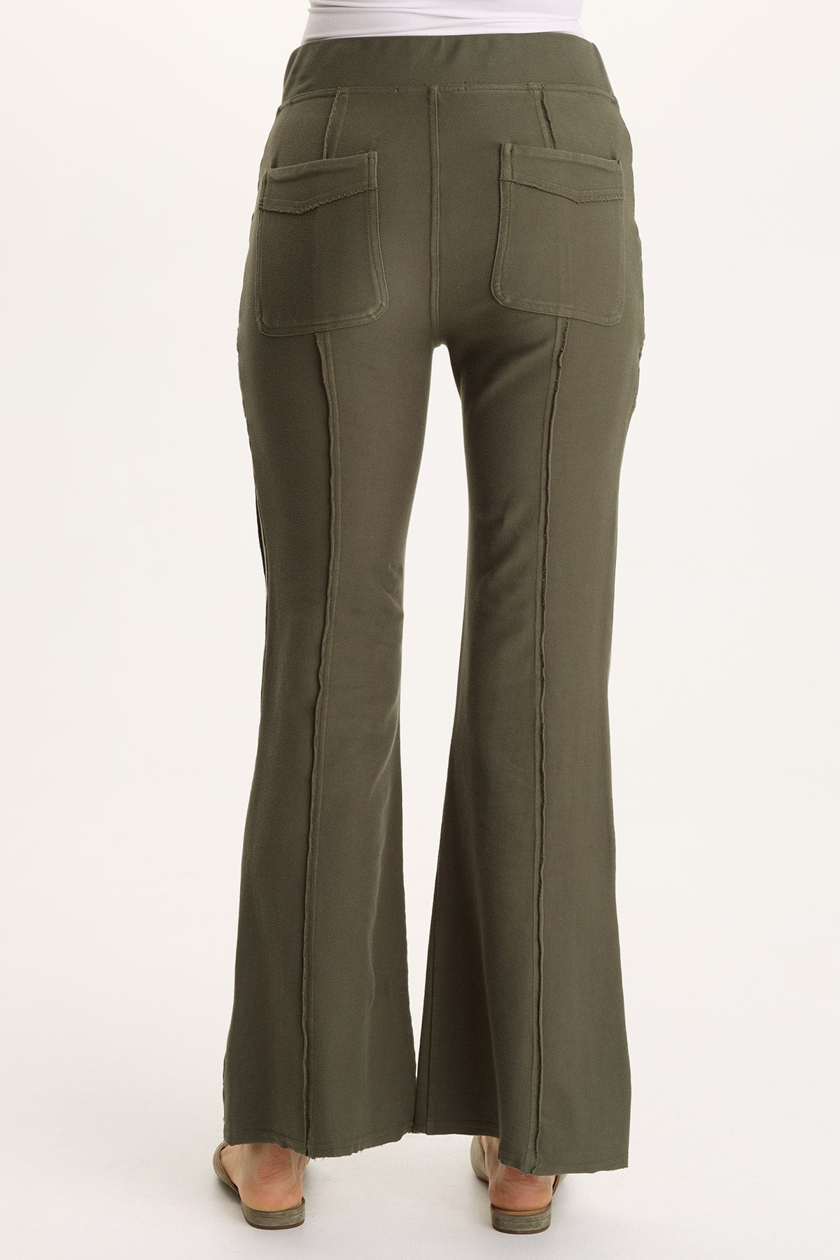 Ninian Twill Knit Zipper Pocket Flared Pant