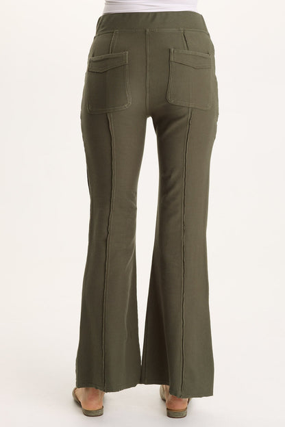 Ninian Twill Knit Zipper Pocket Flared Pant