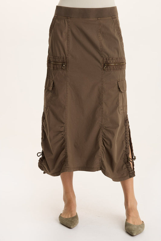 Shea Ruched Detail Cargo Midi Skirt