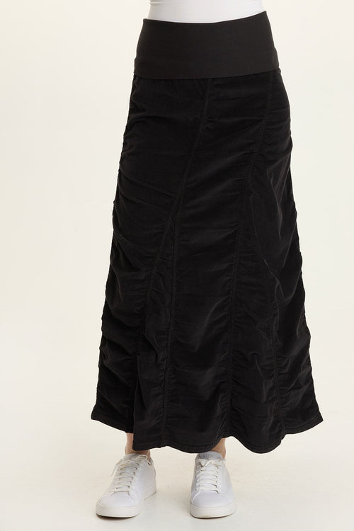 Cord Shirred Peasant Skirt