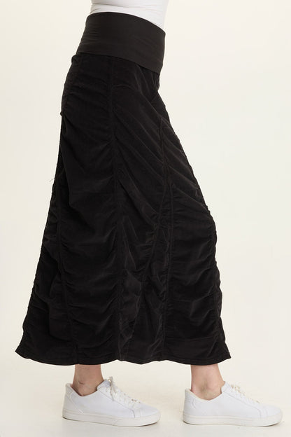 Cord Shirred Peasant Skirt