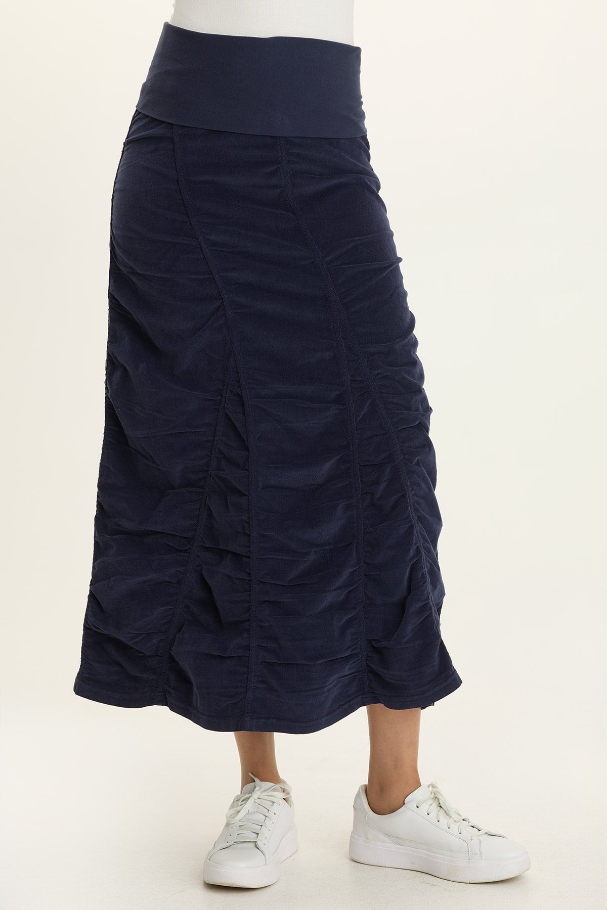 Cord Shirred Peasant Skirt