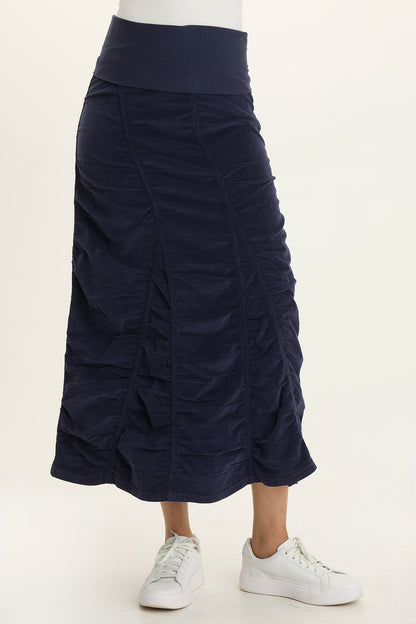 Cord Shirred Peasant Skirt