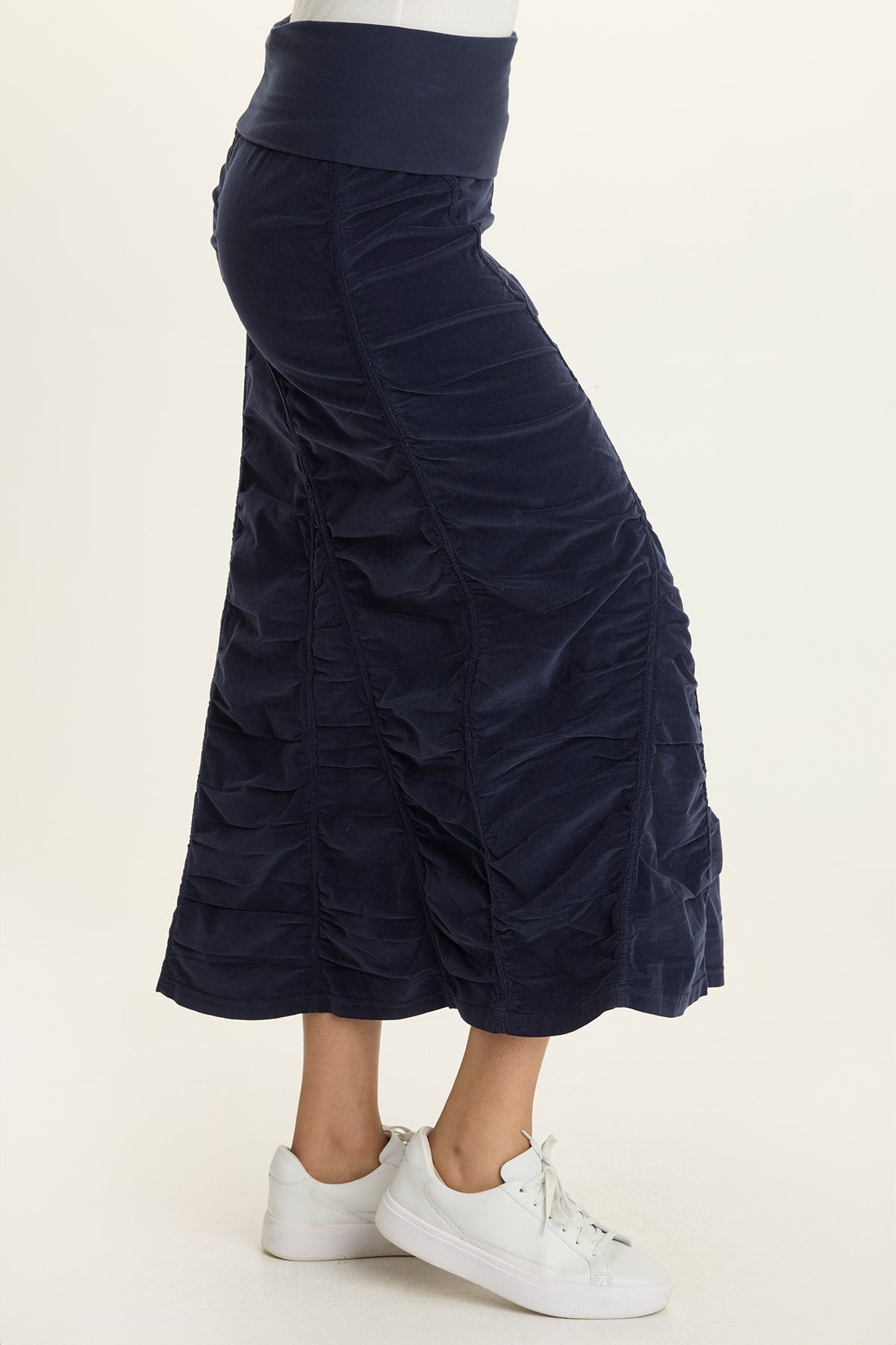 Cord Shirred Peasant Skirt