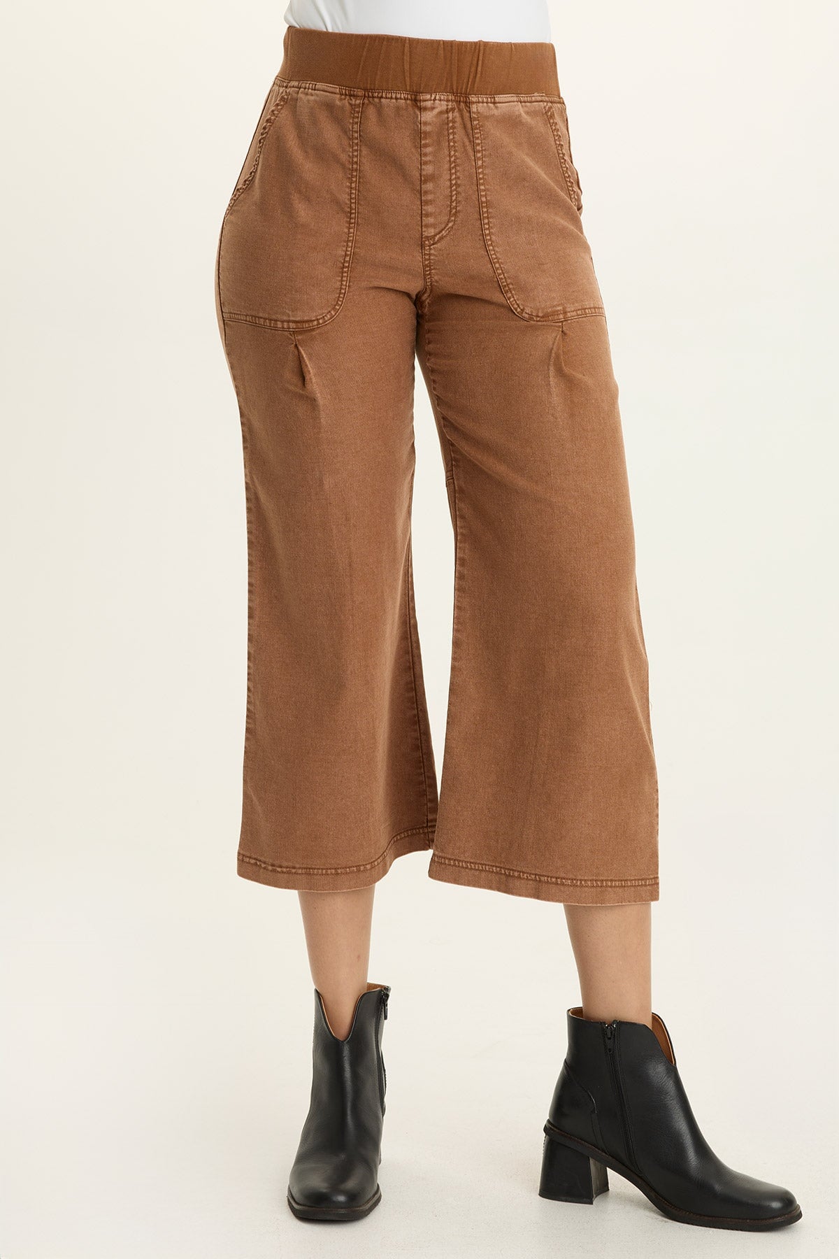 Eileen Twill Wide-Leg Crop Pant