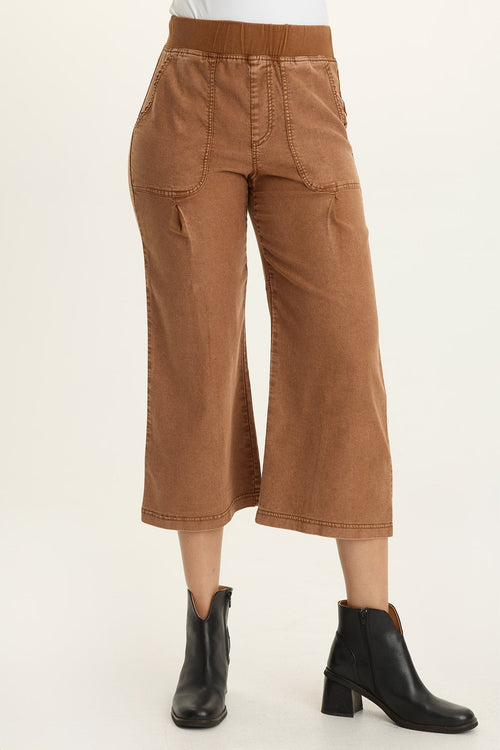 Eileen Twill Wide-Leg Crop Pant