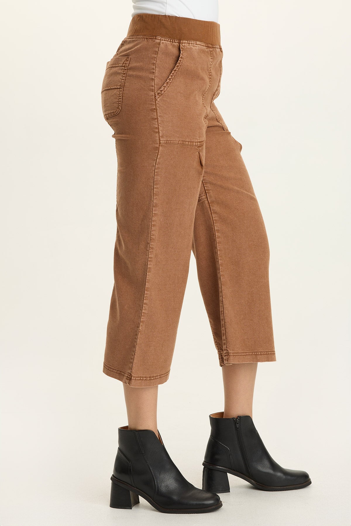 Eileen Twill Wide-Leg Crop Pant