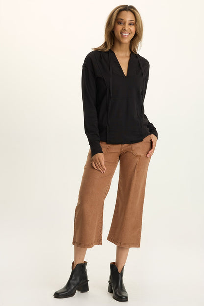 Eileen Twill Wide-Leg Crop Pant