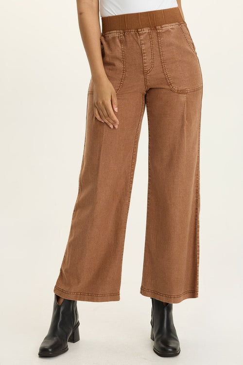 Riven Twill Wide Leg Pull-On Pant