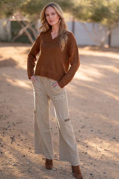 Tove Twill Cargo Wide-Leg Pant