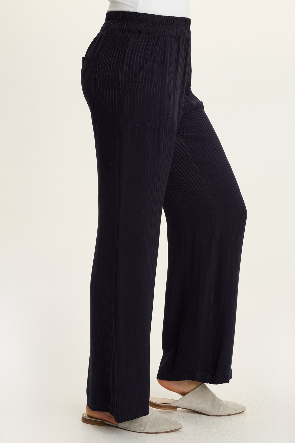 Harmon Satin Stripe Wide-Leg Pant