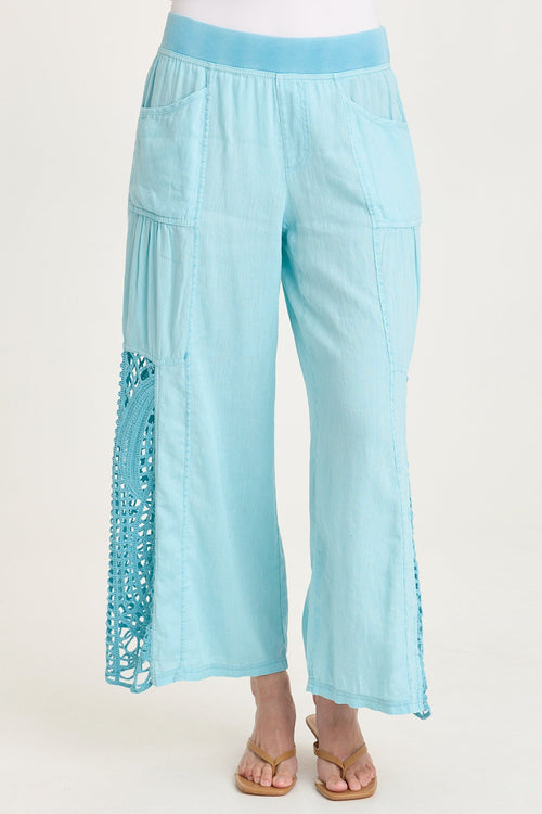 Astro Linen/Crochet Pull-On Pant