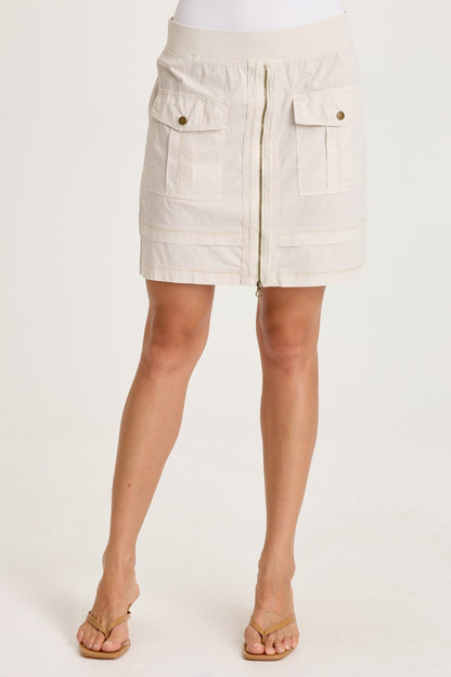 Myrelle Poplin Front Zip Mini Skirt
