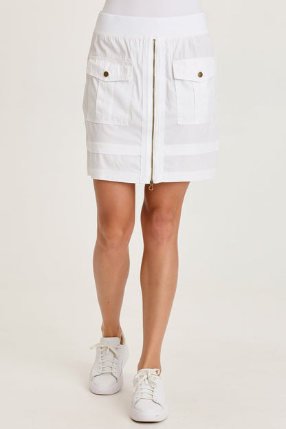 Myrelle Poplin Front Zip Mini Skirt