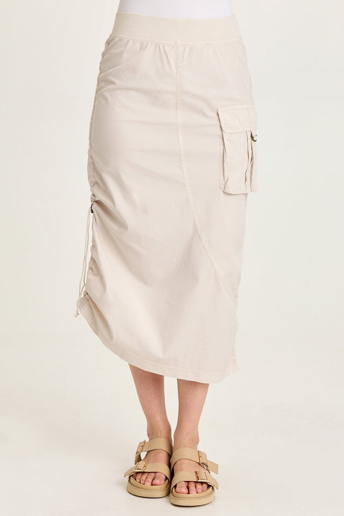 Bindi Poplin Side-Cinch Midi Skirt
