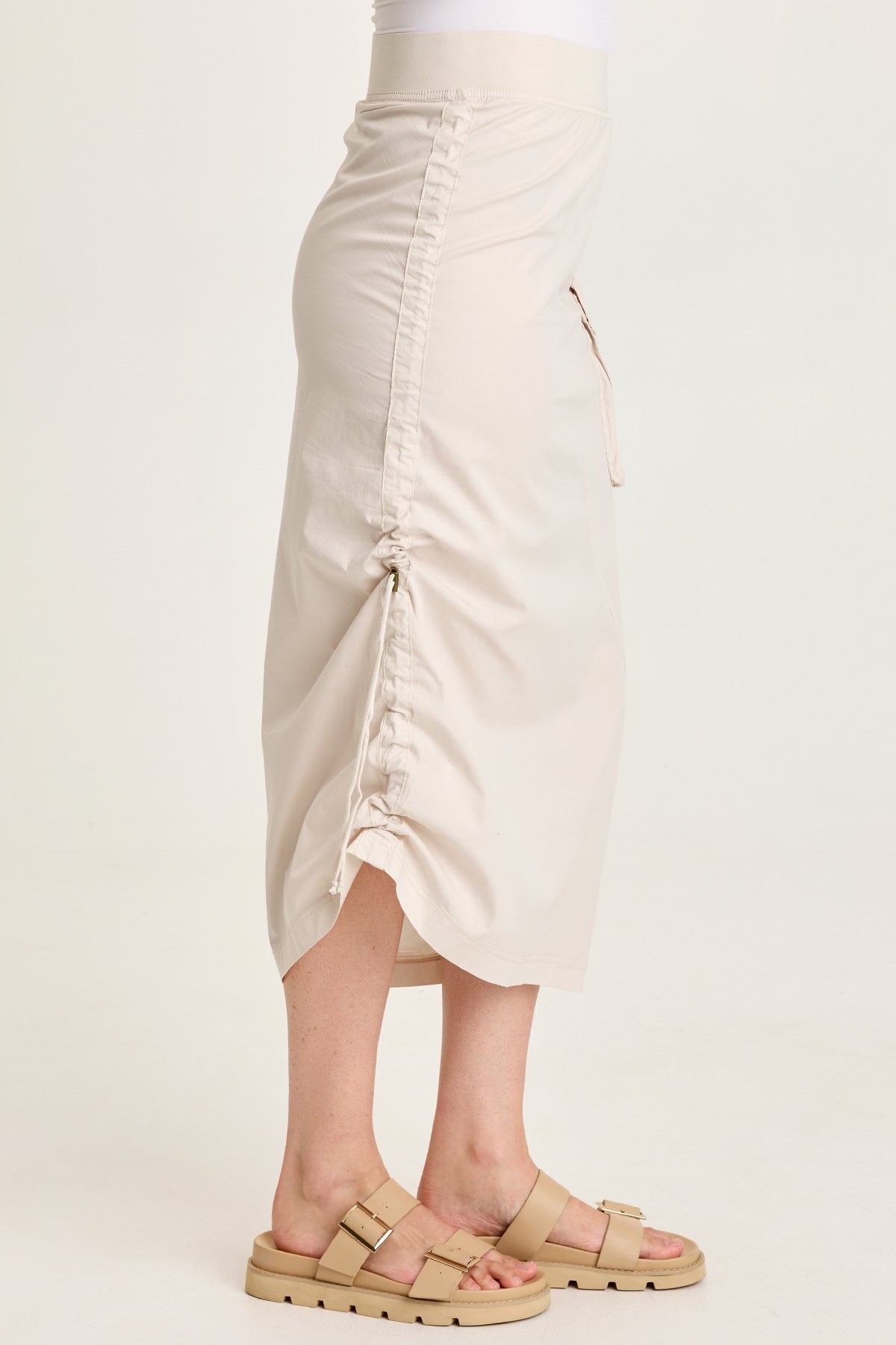 Bindi Poplin Side-Cinch Midi Skirt