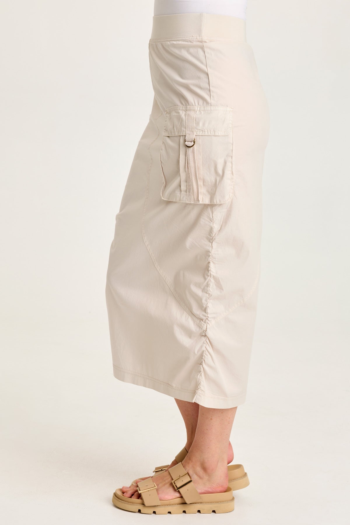 Bindi Poplin Side-Cinch Midi Skirt