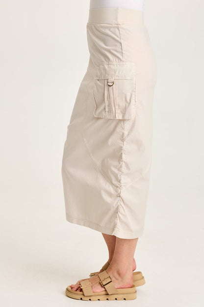 Bindi Poplin Side-Cinch Midi Skirt