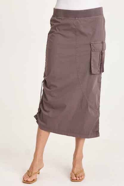 Bindi Poplin Side-Cinch Midi Skirt