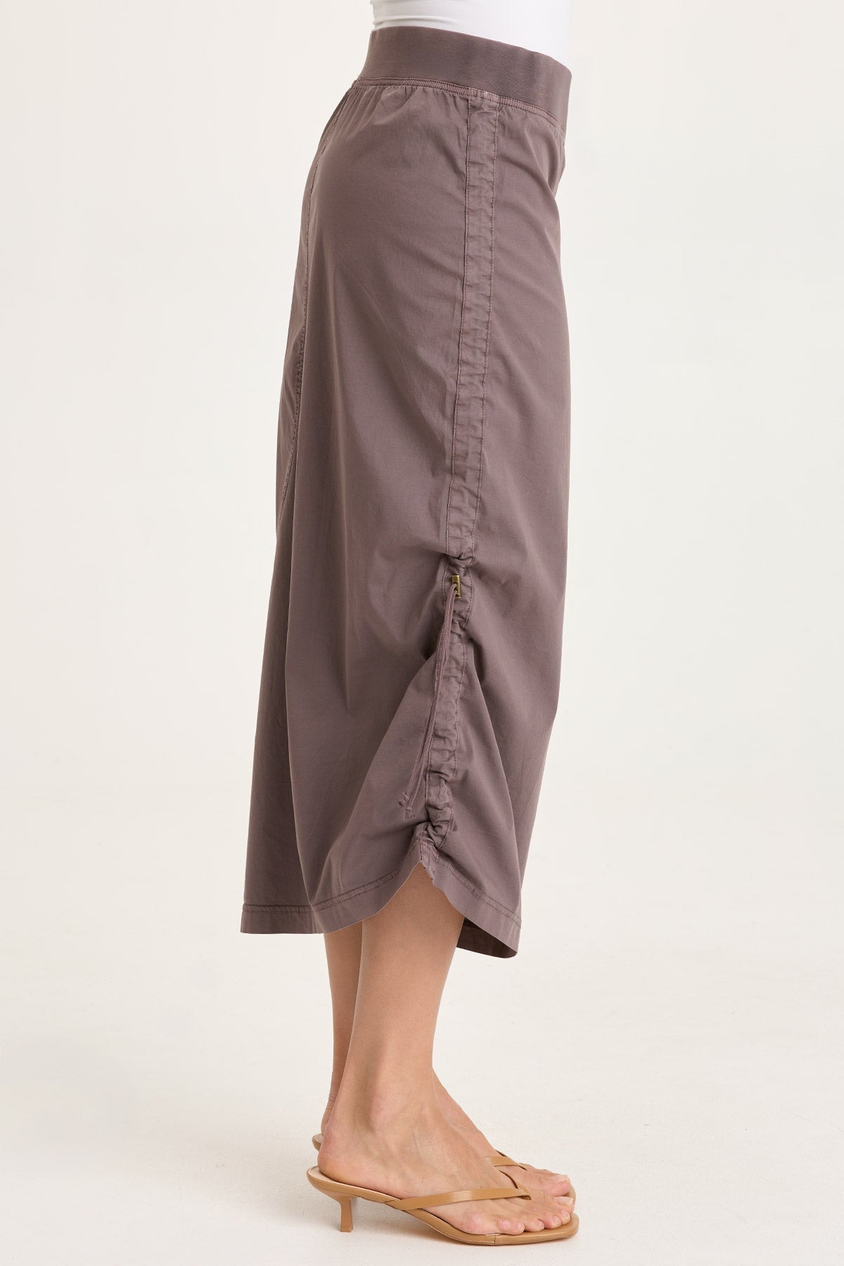 Bindi Poplin Side-Cinch Midi Skirt